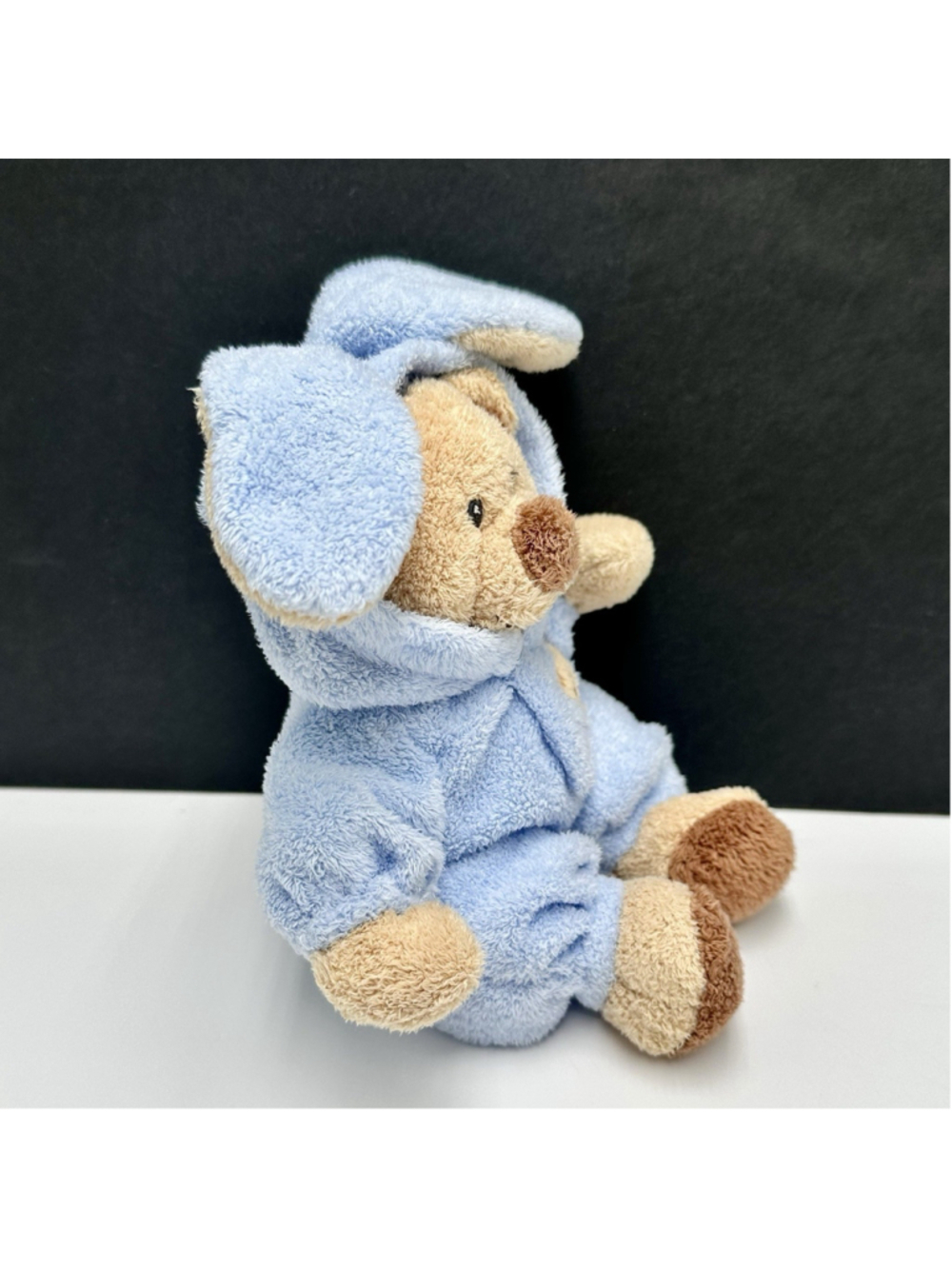 Ty Pluffies Baby PJ Bear Blue Bunny Non-Removable Pajamas Plush 2005 Lovey 8” - Picture 4 of 9
